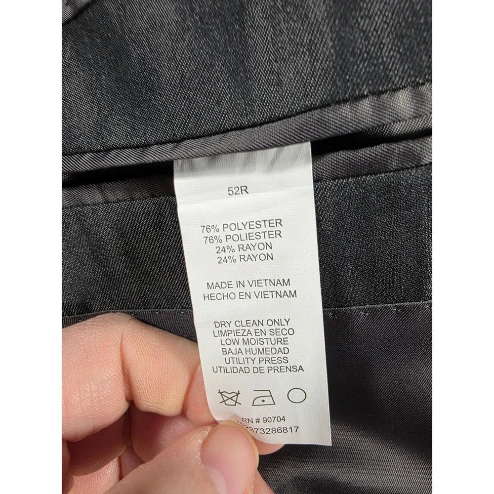 Perry Ellis Portfolio Suit Jacket Men 52R Charcoal Grey Slim Fit Comfort Stretch